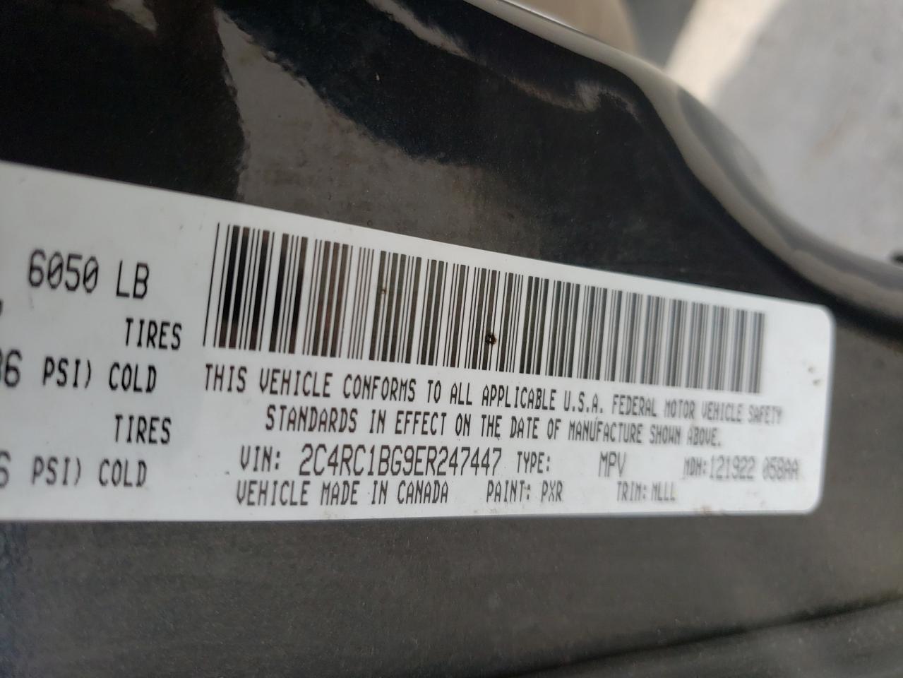 Photo 10 from auction – 2014 CHRYSLER TOWN & COU with VIN 2C4RC1BG9ER247447