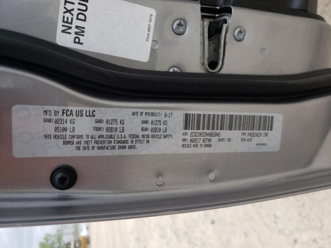 Photo 10 from auction – 2017 CHRYSLER 300C with VIN 2C3CCAEG3HH663042