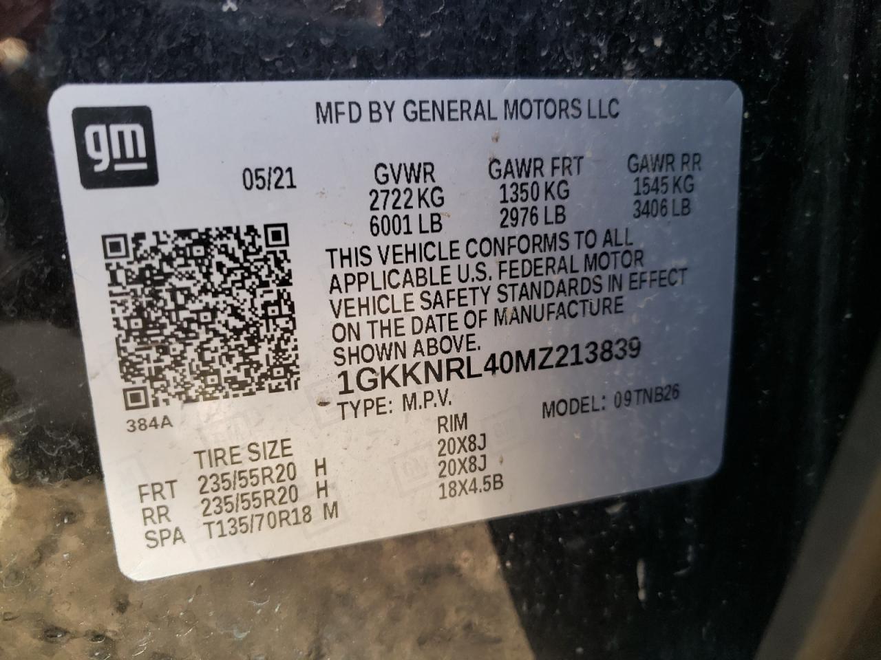 Photo 10 from auction – 2021 GMC ACADIA SLE with VIN 1GKKNRL40MZ213839