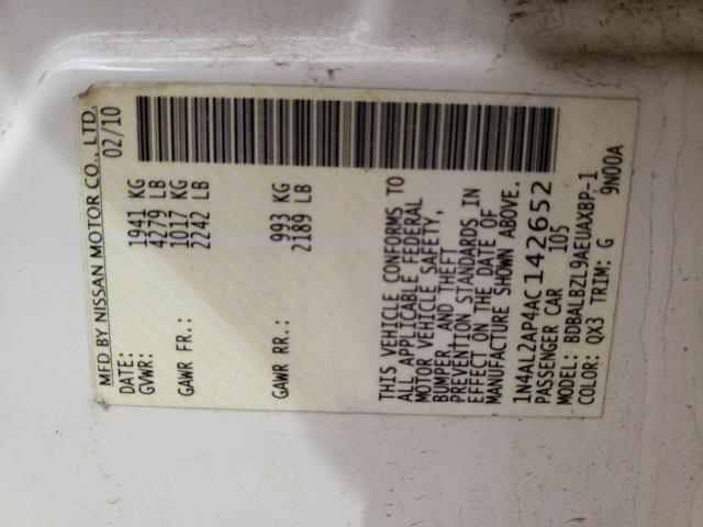 Photo 10 from auction – 2010 NISSAN ALTIMA BAS with VIN 1N4AL2AP4AC142652