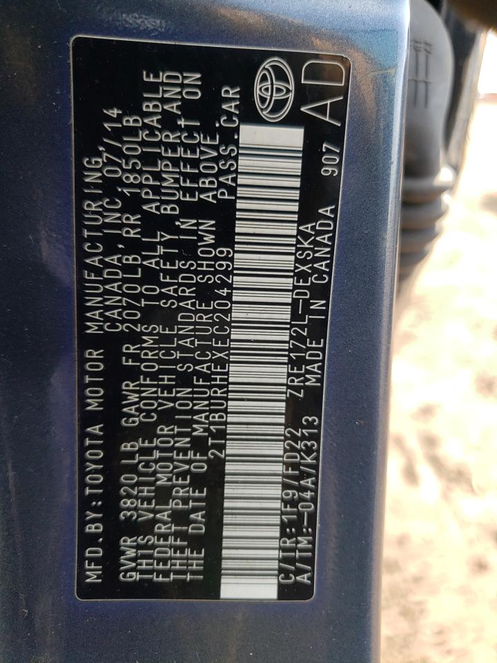 Photo 10 from auction – 2014 TOYOTA COROLLA L with VIN 2T1BURHEXEC204299