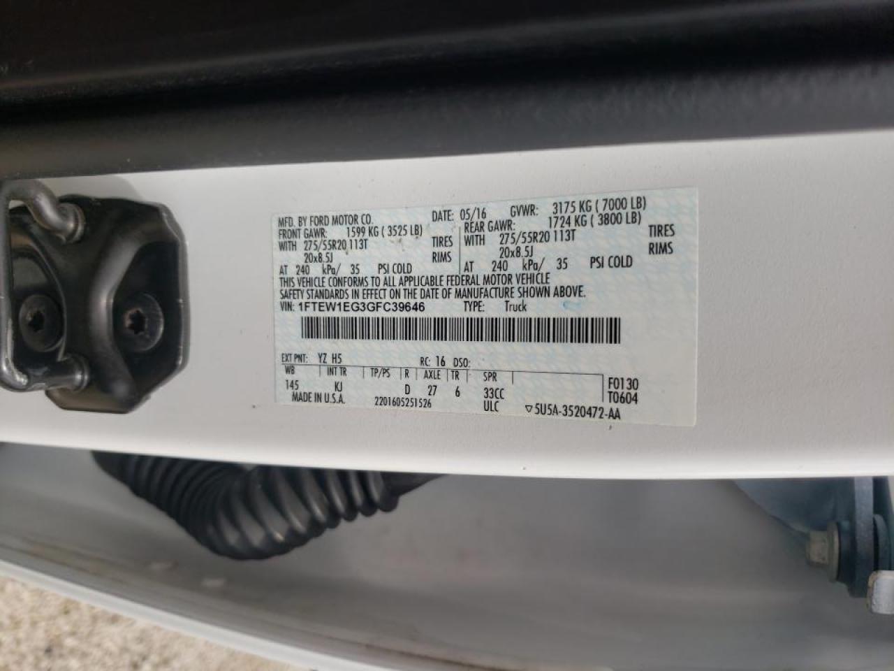 Photo 10 from auction – 2016 FORD F150 SUPER with VIN 1FTEW1EG3GFC39646