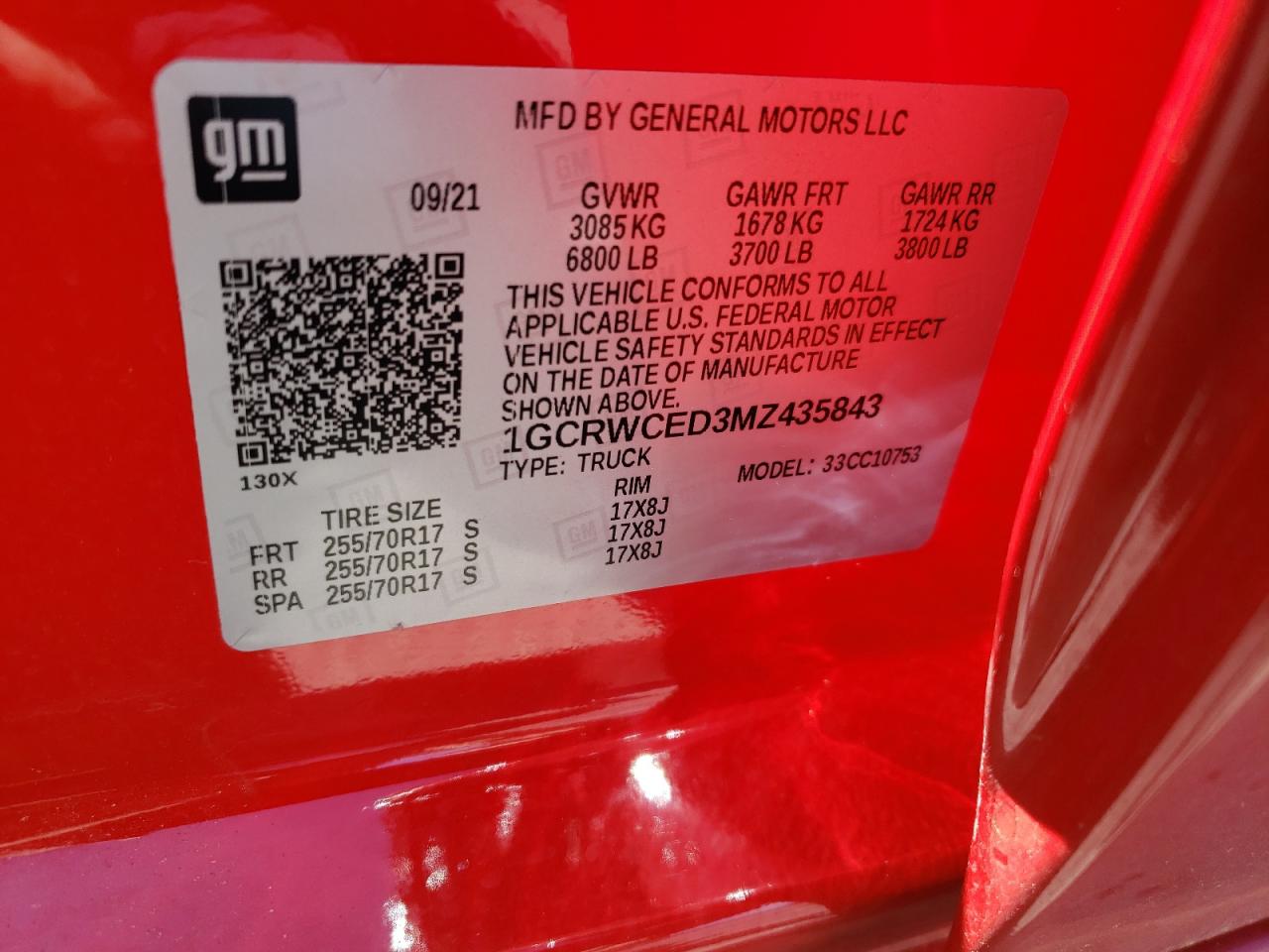 Photo 10 from auction – 2021 CHEVROLET SILVERADO with VIN 1GCRWCED3MZ435843