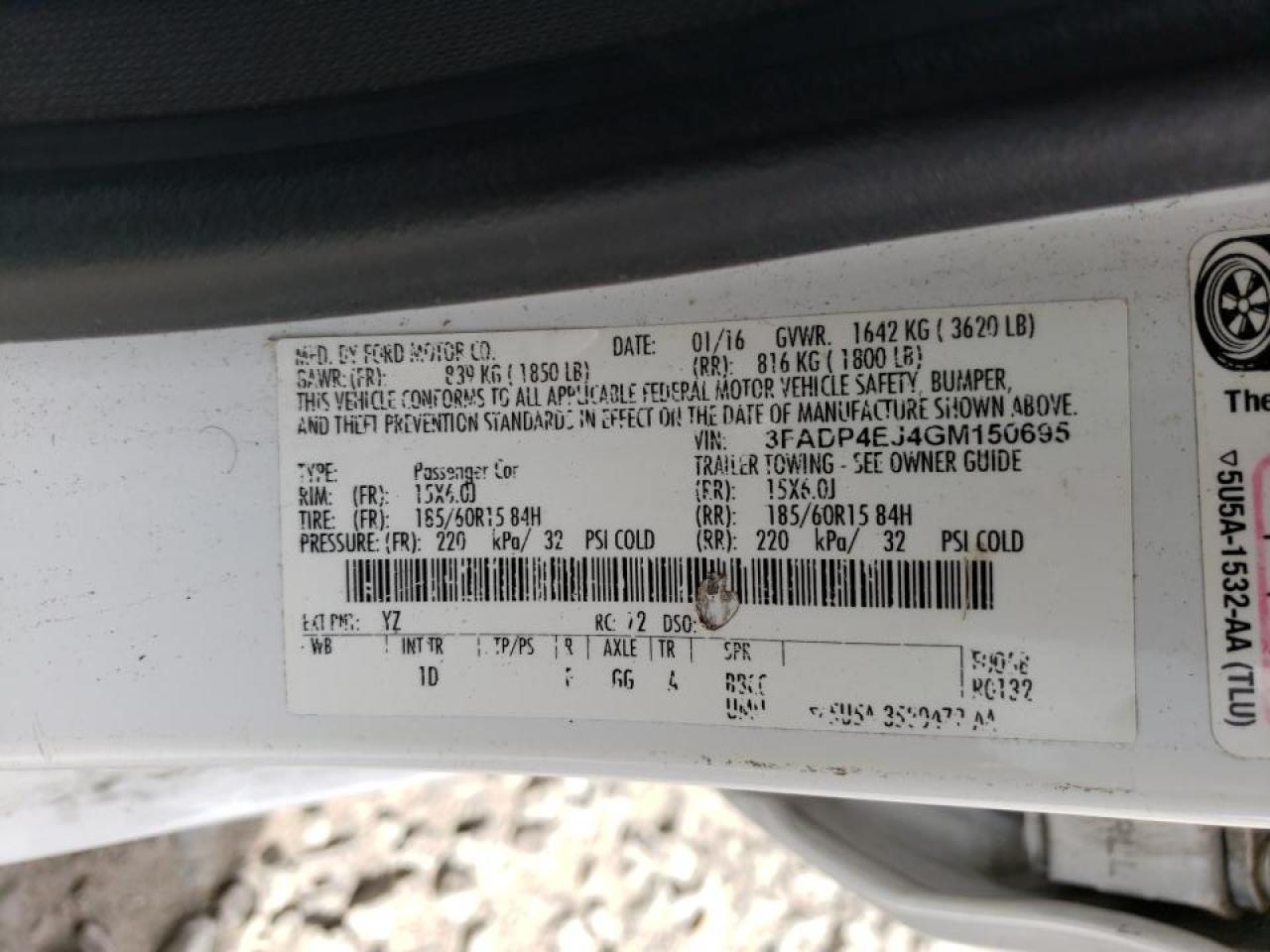 Photo 10 from auction – 2016 FORD FIESTA with VIN 3FADP4EJ4GM150695
