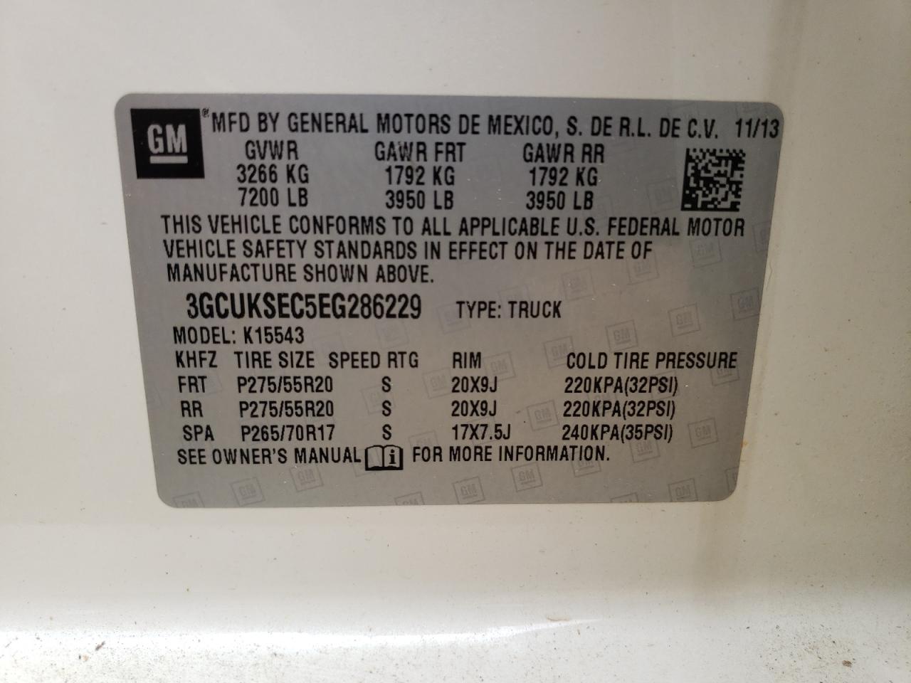 Photo 10 from auction – 2014 CHEVROLET SILVERADO with VIN 3GCUKSEC5EG286229
