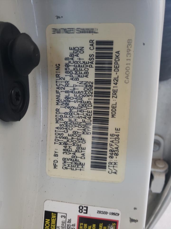 Photo 10 from auction – 2013 TOYOTA COROLLA BA with VIN 5YFBU4EE1DP132902