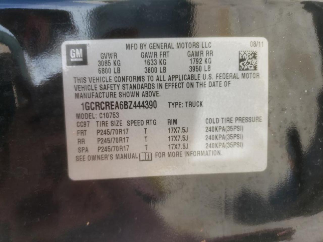 Photo 10 from auction – 2011 CHEVROLET silverado with VIN 1GCRCREA6BZ444390