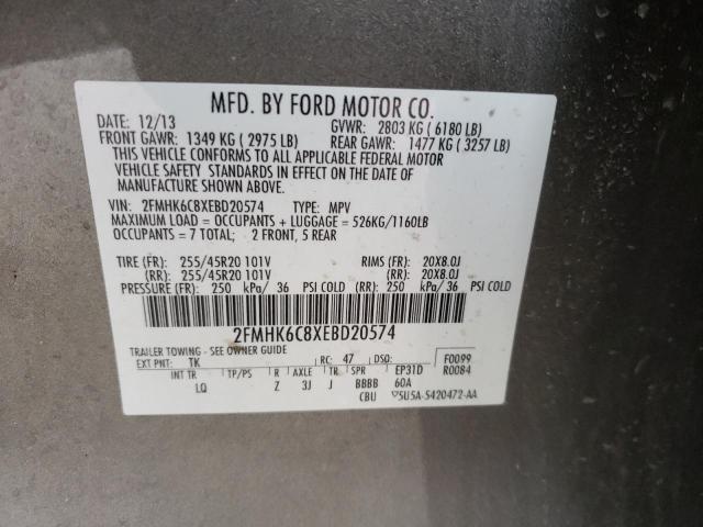 Photo 10 from auction – 2014 FORD FLEX SEL with VIN 2FMHK6C8XEBD20574