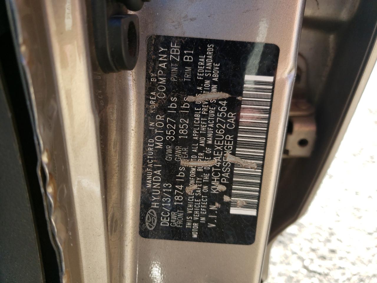 Photo 10 from auction – 2014 HYUNDAI ACCENT GLS with VIN KMHCT4AEXEU627564