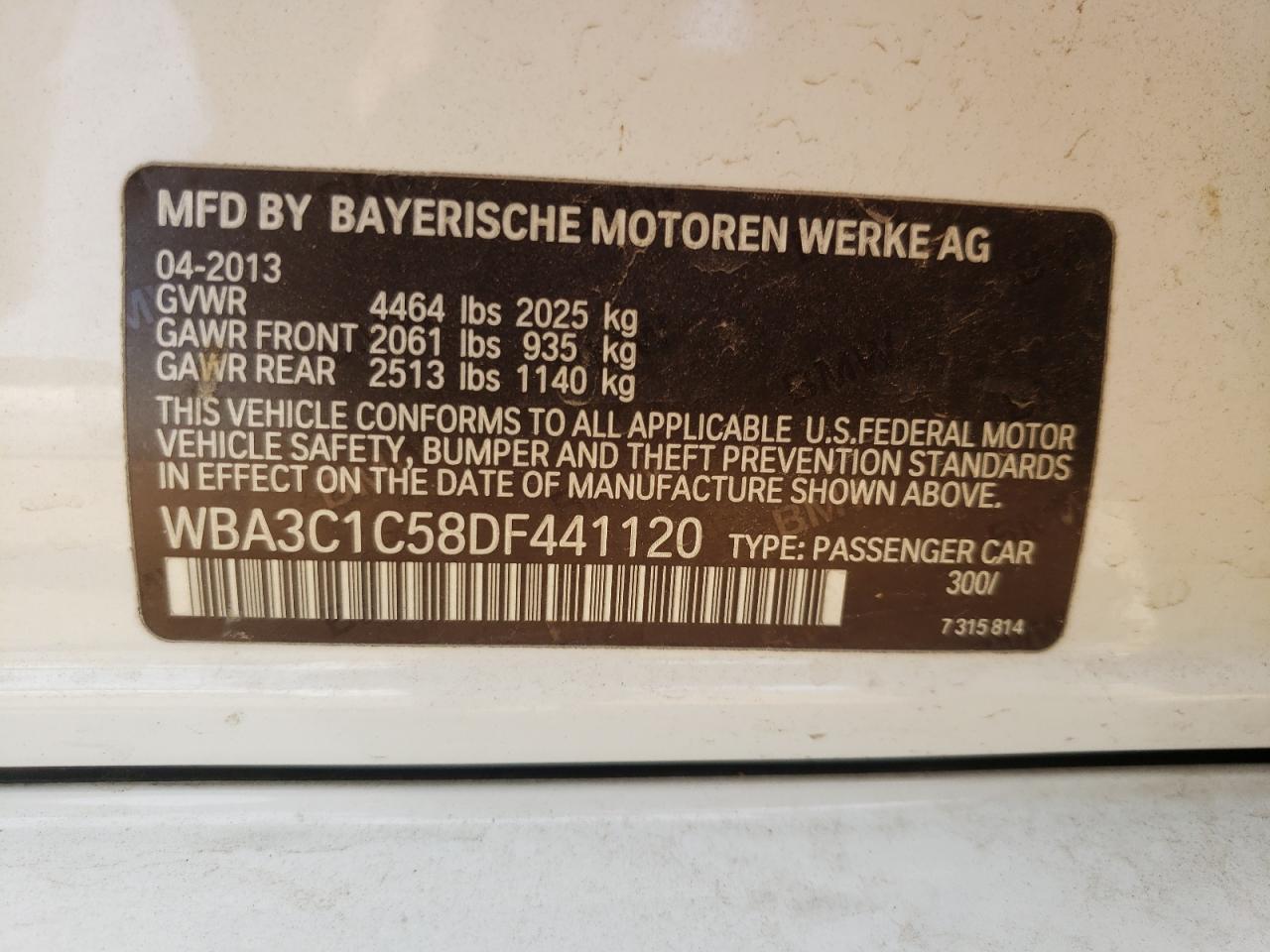 Photo 10 from auction – 2013 BMW 328 I SULE with VIN WBA3C1C58DF441120
