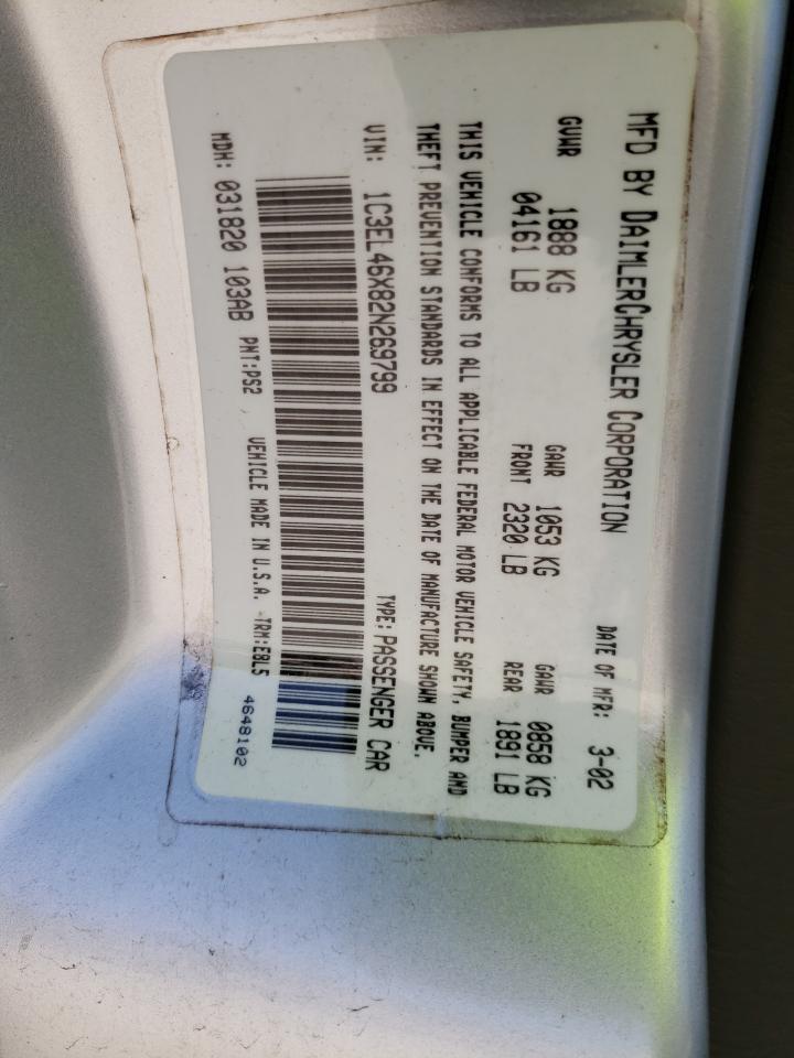 Photo 10 from auction – 2002 CHRYSLER SEBRING LX with VIN 1C3EL46X82N269799