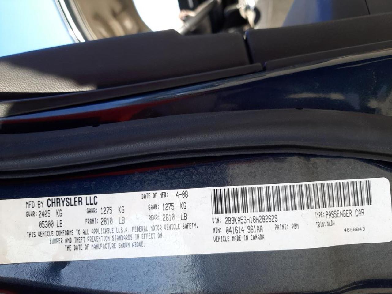 Photo 10 from auction – 2008 DODGE CHARGER R/ with VIN 2B3KA53H18H282629