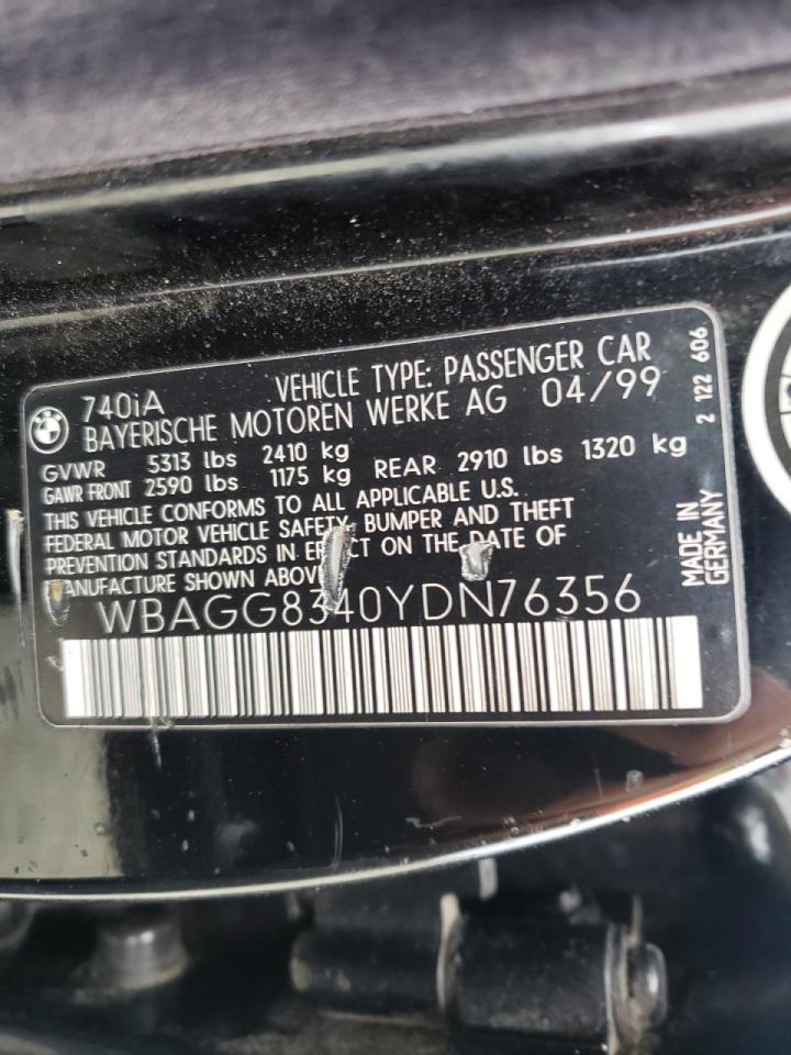 Photo 10 from auction – 2000 BMW 740 I AUTO with VIN WBAGG8340YDN76356