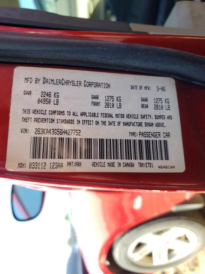 Photo 10 from auction – 2006 DODGE CHARGER SE with VIN 2B3KA43G56H427752