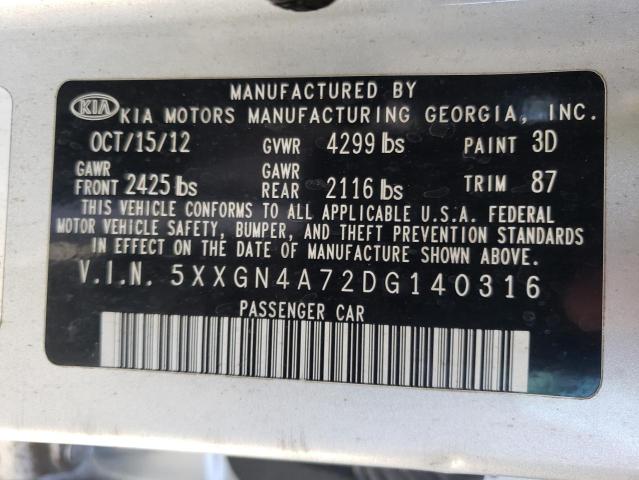 Photo 10 from auction – 2013 KIA OPTIMA EX with VIN 5XXGN4A72DG140316