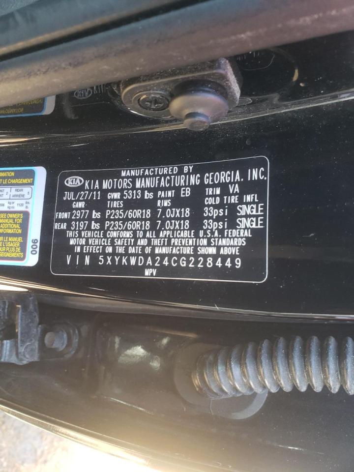 Photo 10 from auction – 2012 KIA SORENTO SX with VIN 5XYKWDA24CG228449