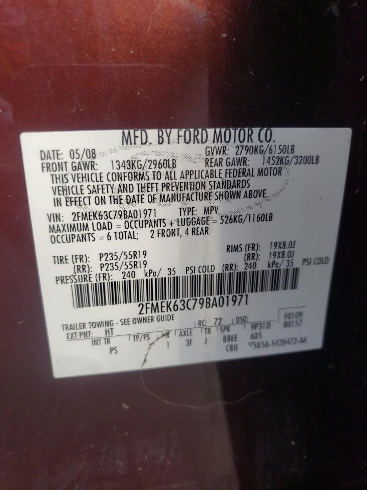Photo 10 from auction – 2009 FORD FLEX LIMIT with VIN 2FMEK63C79BA01971