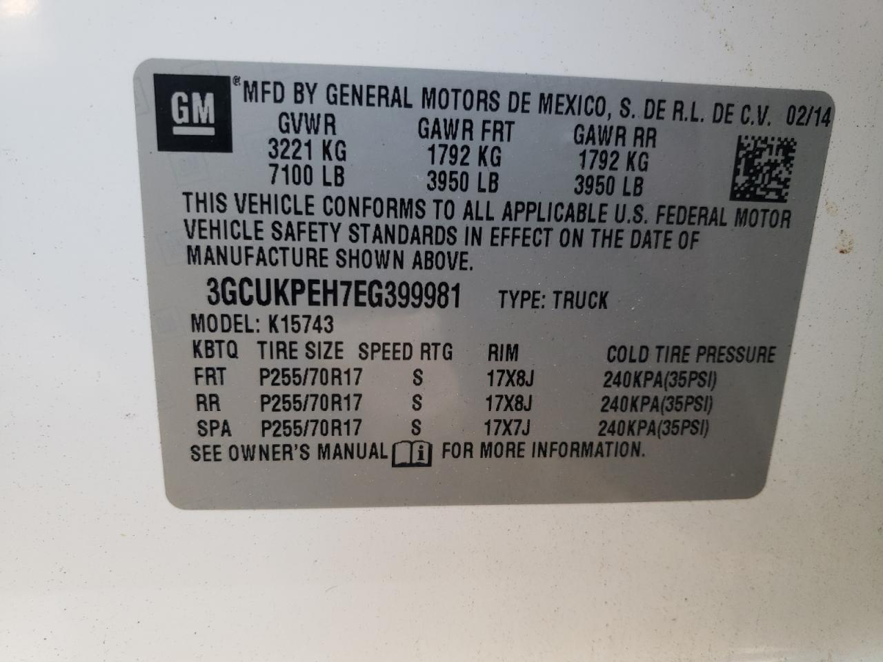 Photo 10 from auction – 2014 CHEVROLET silverado with VIN 3GCUKPEH7EG399981