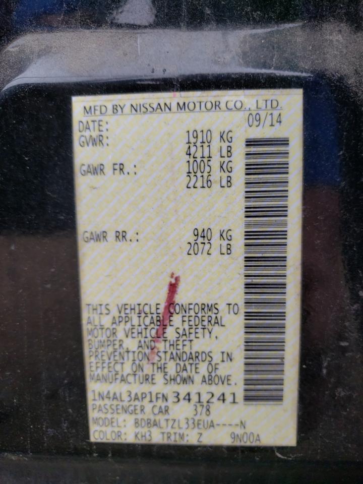 Photo 10 from auction – 2015 NISSAN ALTIMA 2.5 with VIN 1N4AL3AP1FN341241