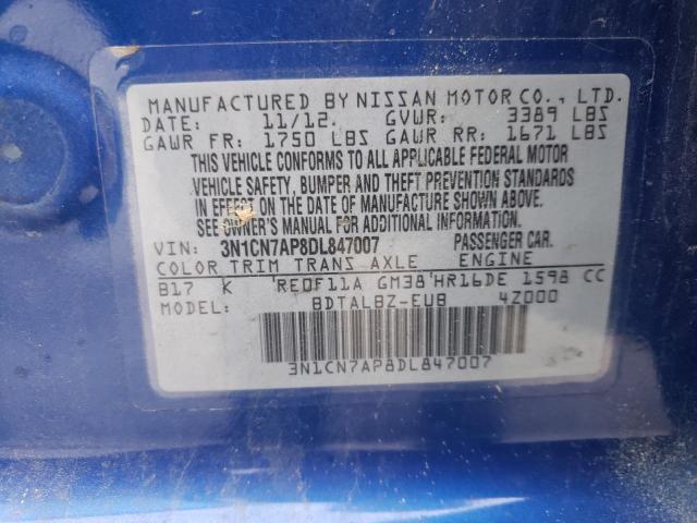 Photo 10 from auction – 2013 NISSAN VERSA S with VIN 3N1CN7AP8DL847007