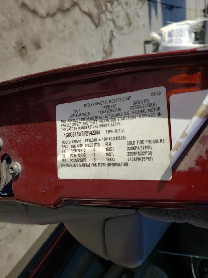 Photo 10 from auction – 2000 GMC JIMMY with VIN 1GKCS13W3Y2142344