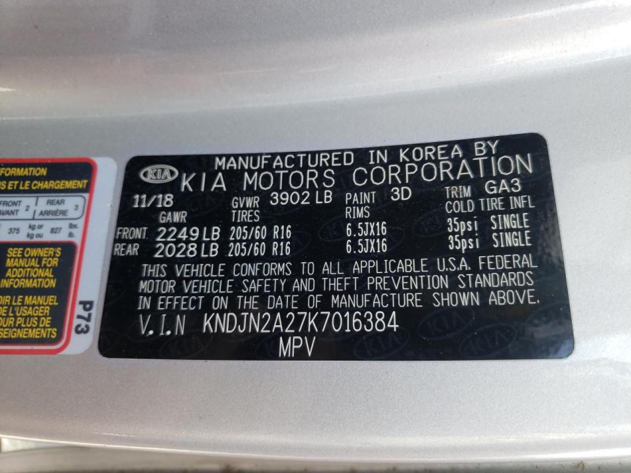 Photo 10 from auction – 2019 KIA SOUL with VIN KNDJN2A27K7016384