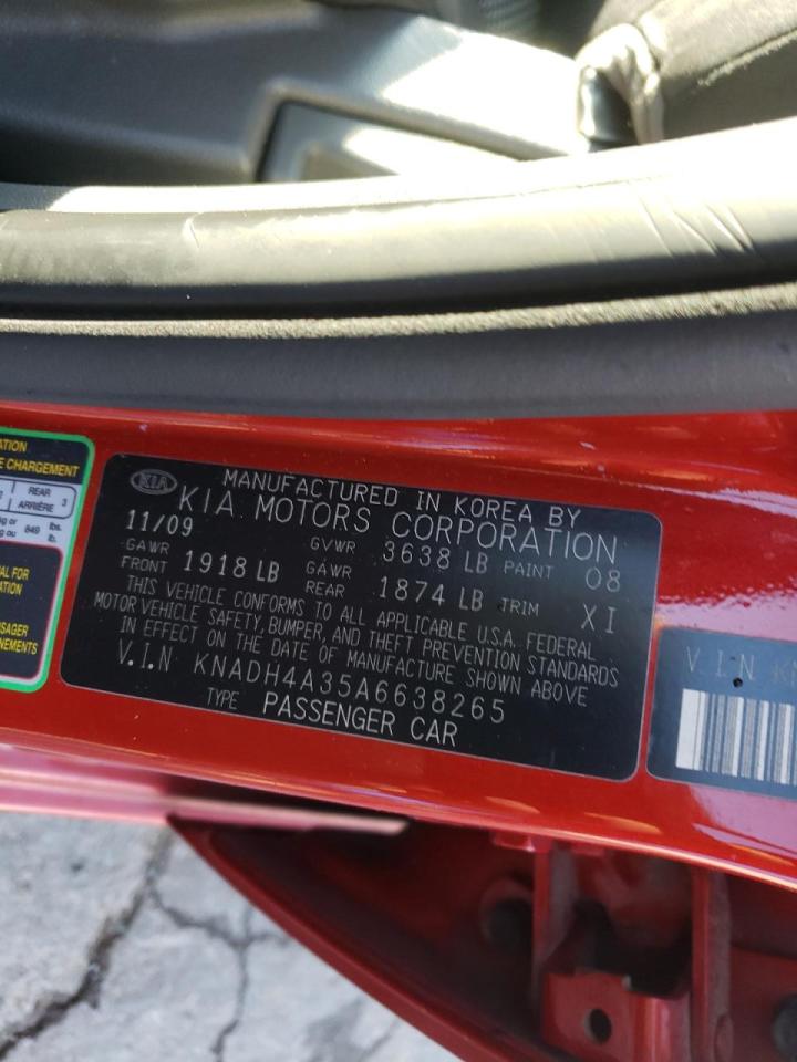 Photo 10 from auction – 2010 KIA RIO LX with VIN KNADH4A35A6638265