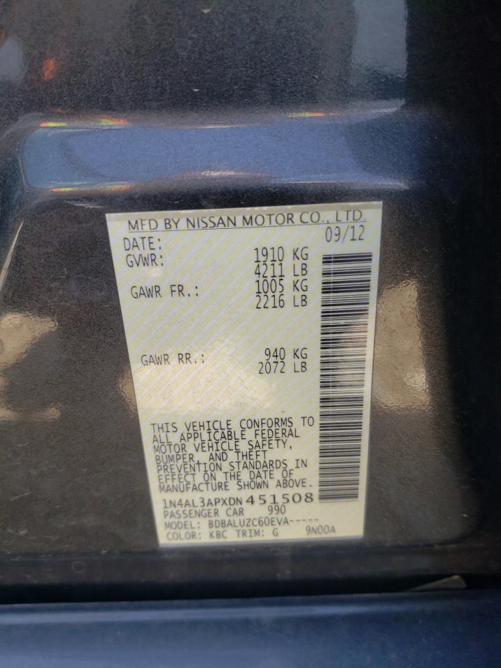 Photo 10 from auction – 2013 NISSAN ALTIMA with VIN 1N4AL3APXDN451508