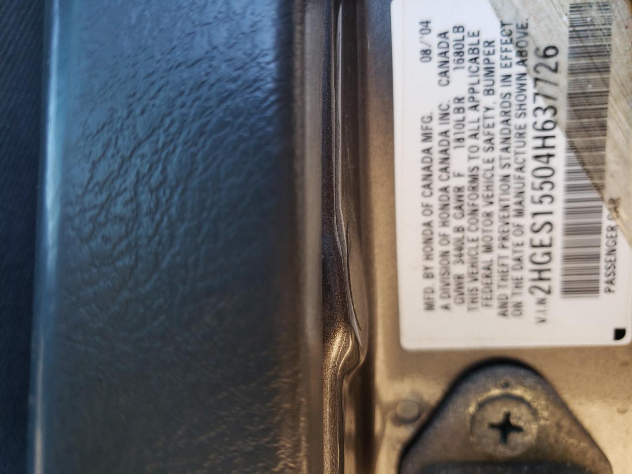 Photo 10 from auction – 2004 HONDA CIVIC LX with VIN 2HGES15504H637726