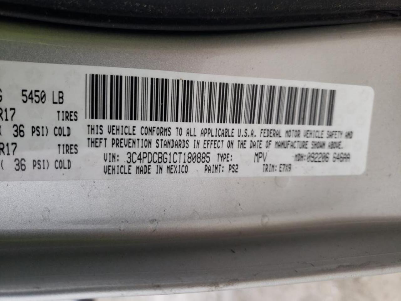 Photo 10 from auction – 2012 DODGE JOURNEY SX with VIN 3C4PDCBG1CT180885