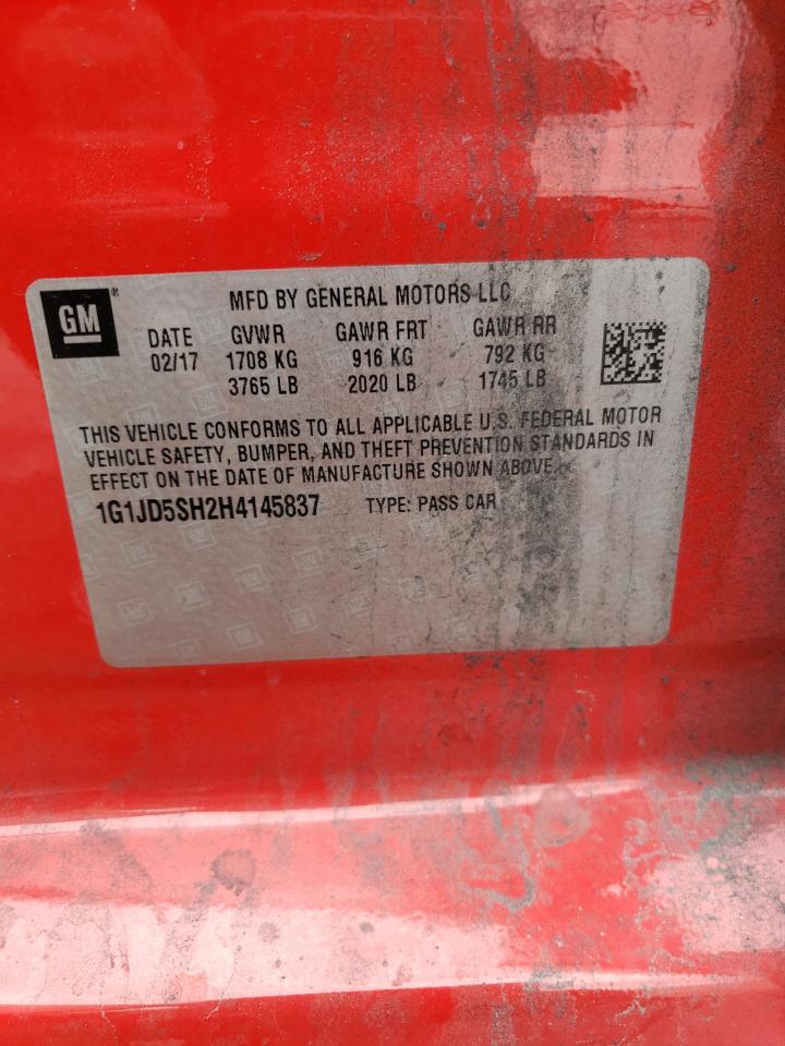 Photo 10 from auction – 2017 CHEVROLET SONIC LT with VIN 1G1JD5SH2H4145837
