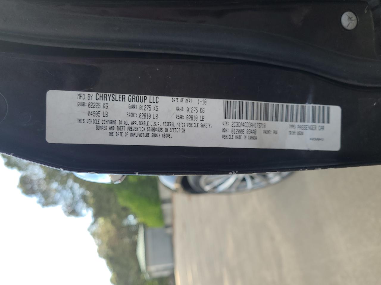 Photo 10 from auction – 2010 CHRYSLER 300 TOURIN with VIN 2C3CA4CD3AH173710