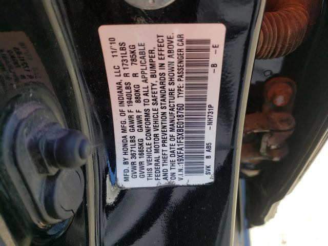 Photo 10 from auction – 2011 HONDA CIVIC LX with VIN 19XFA1F5XBE018760