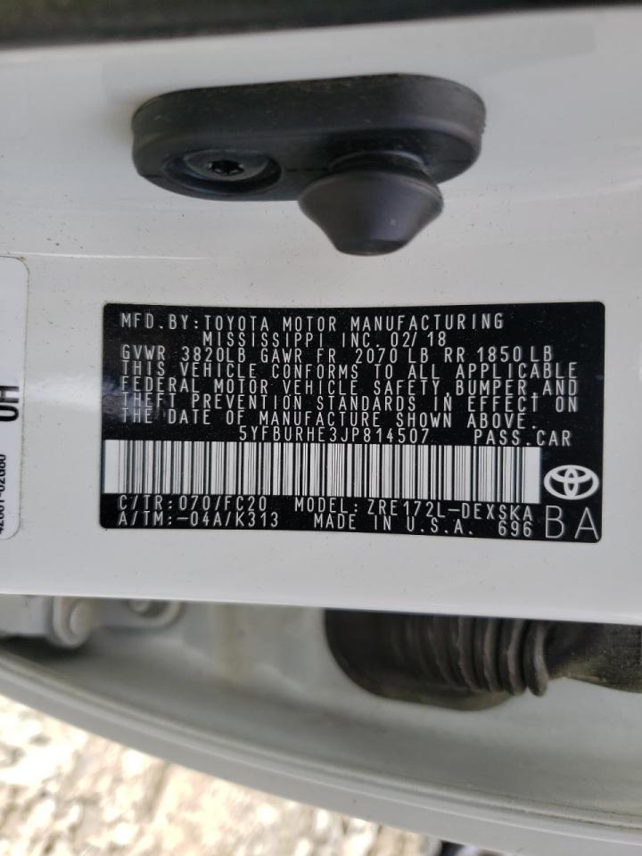 Photo 10 from auction – 2018 TOYOTA COROLLA L/ with VIN 5YFBURHE3JP814507