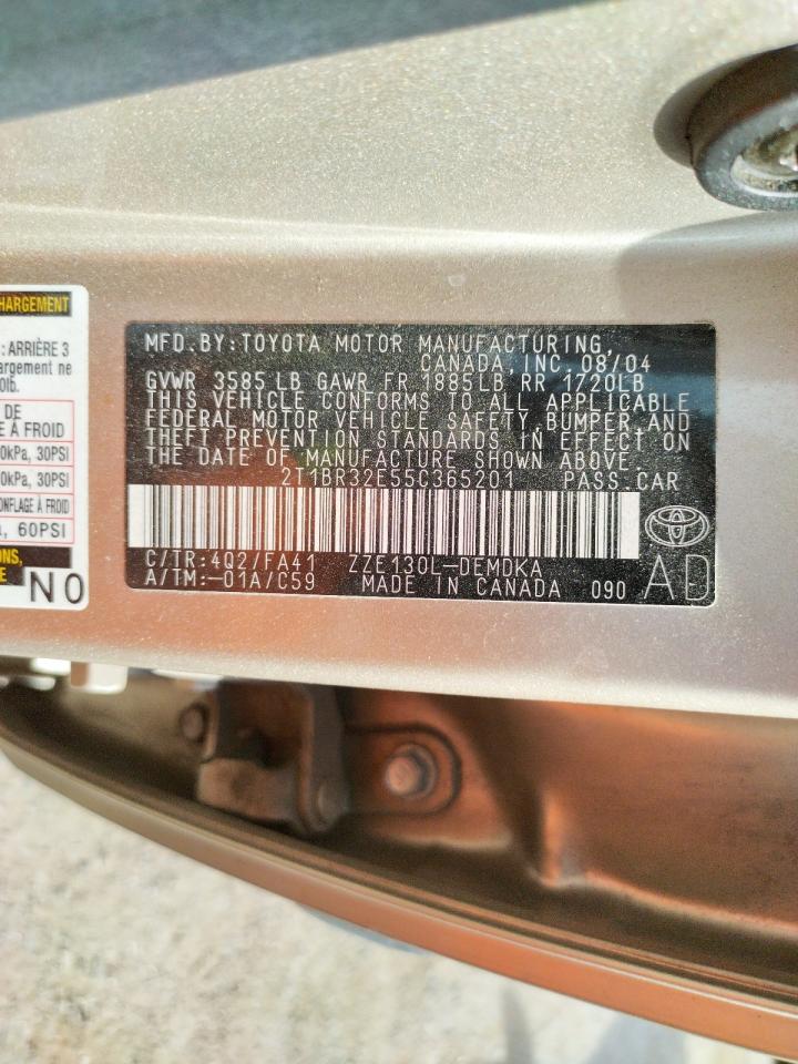 Photo 10 from auction – 2005 TOYOTA COROLLA CE with VIN 2T1BR32E55C365201