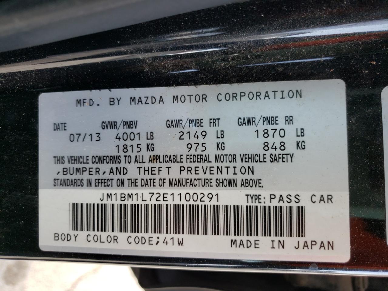 Photo 10 from auction – 2014 MAZDA 3 TOURING with VIN JM1BM1L72E1100291