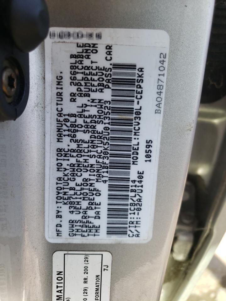 Photo 10 from auction – 2002 TOYOTA CAMRY LE with VIN 4T1BF30K52U013523