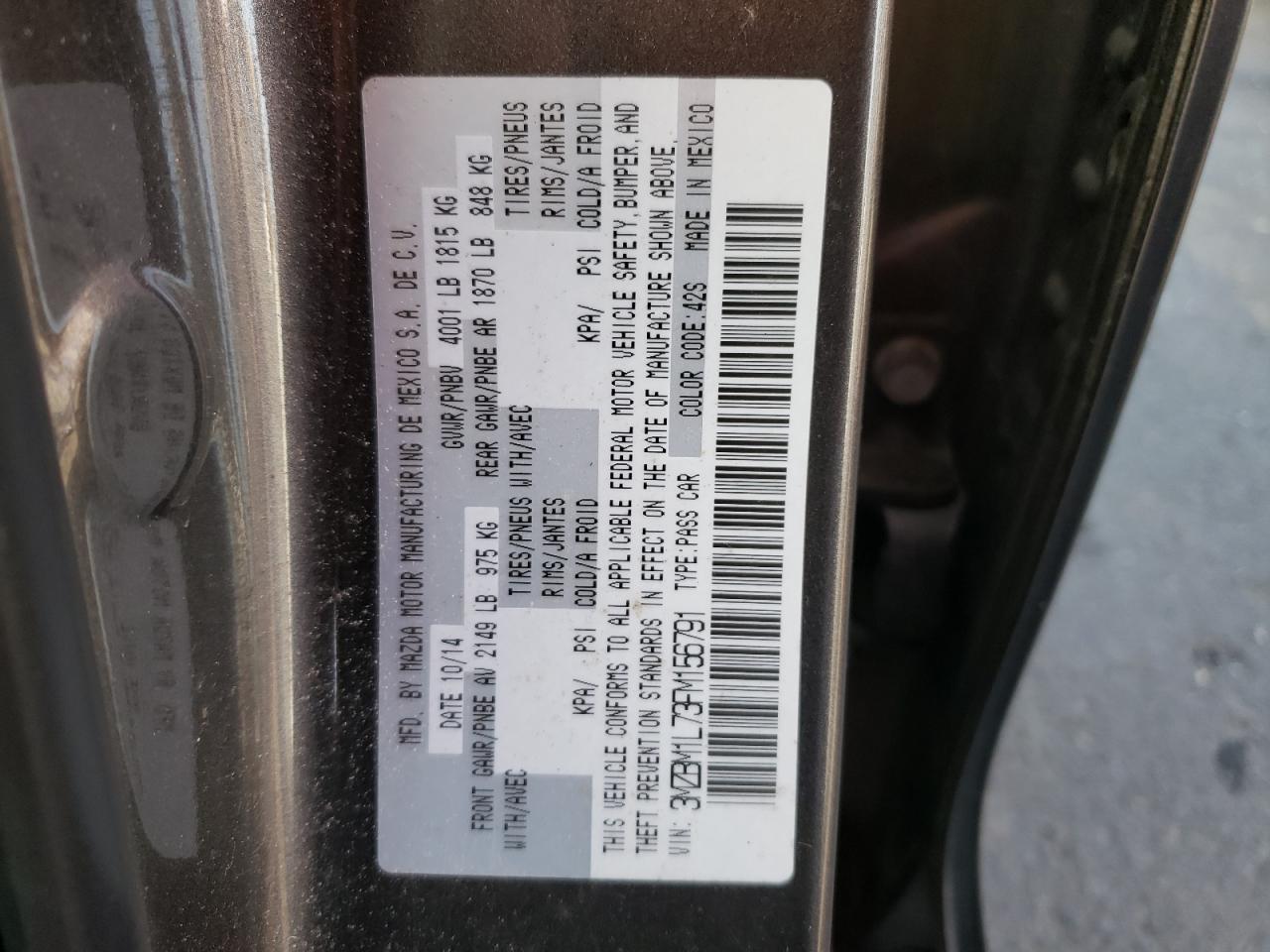 Photo 10 from auction – 2015 MAZDA 3 TOURING with VIN 3MZBM1L73FM156791