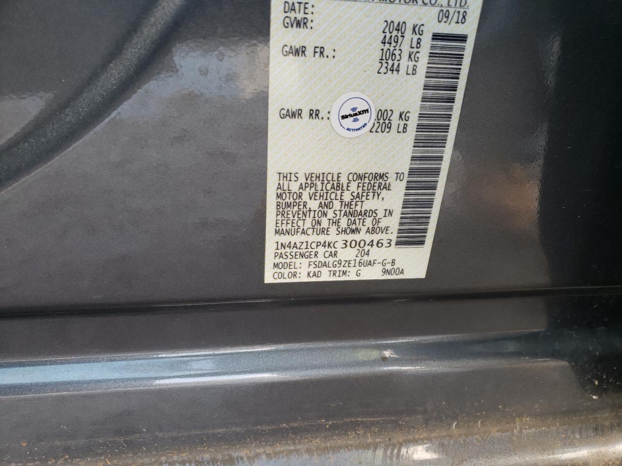 Photo 10 from auction – 2019 NISSAN LEAF S with VIN 1N4AZ1CP4KC300463