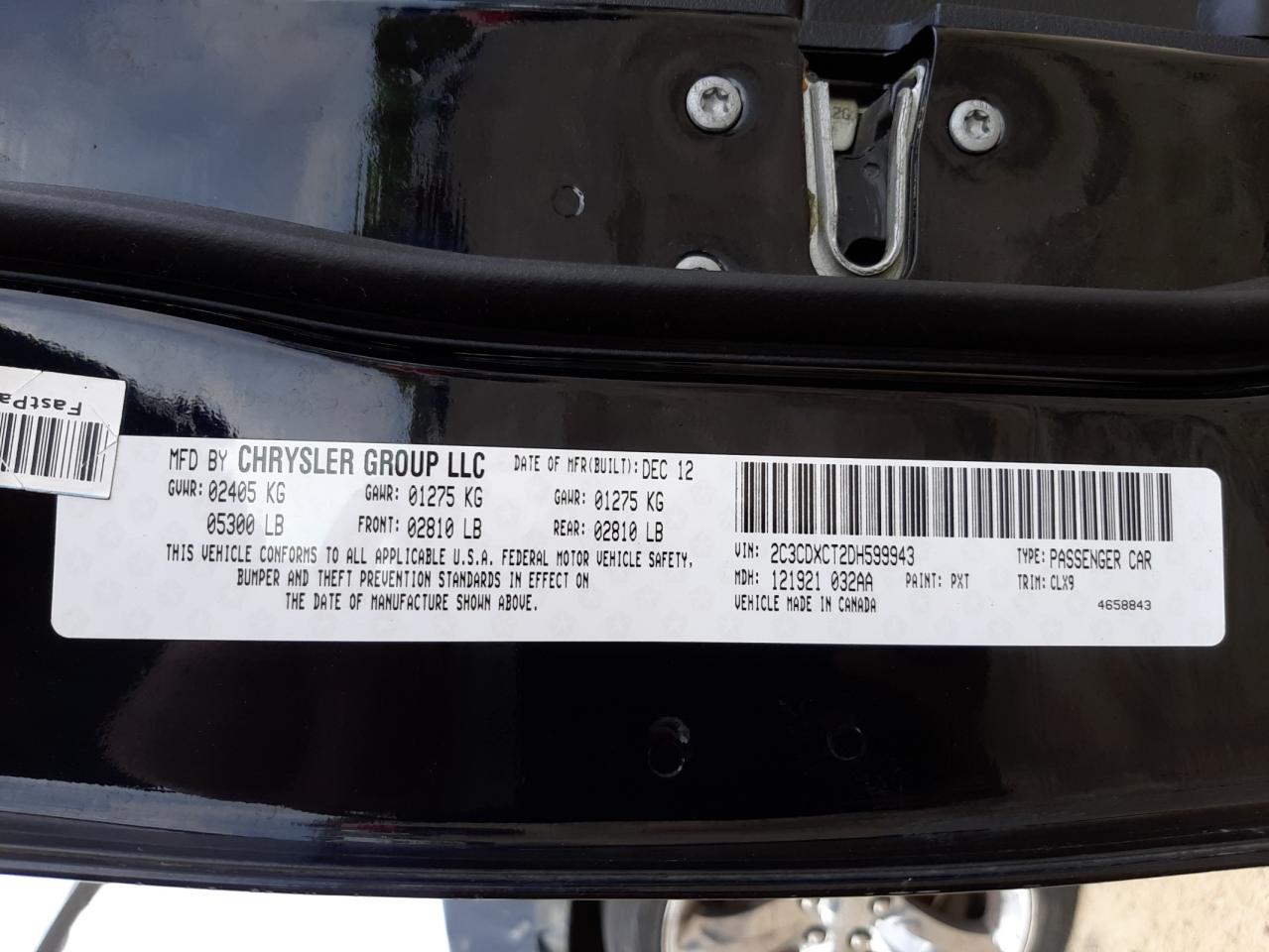 Photo 10 from auction – 2013 DODGE CHARGER R/ with VIN 2C3CDXCT2DH599943