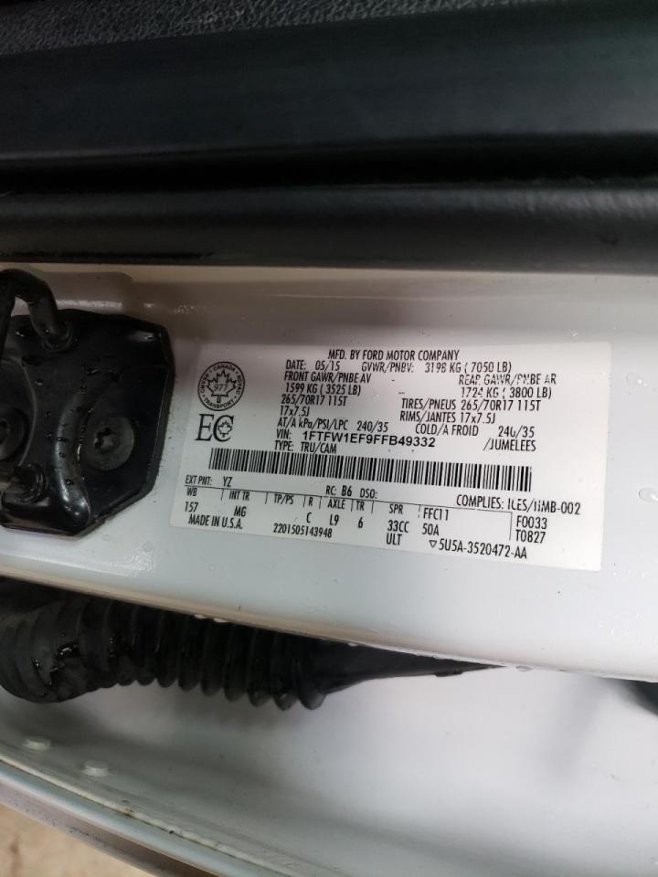 Photo 10 from auction – 2015 FORD F150 SUPER with VIN 1FTFW1EF9FFB49332