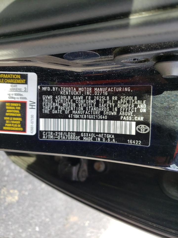Photo 10 from auction – 2016 TOYOTA AVALON XLE with VIN 4T1BK1EB1GU213640