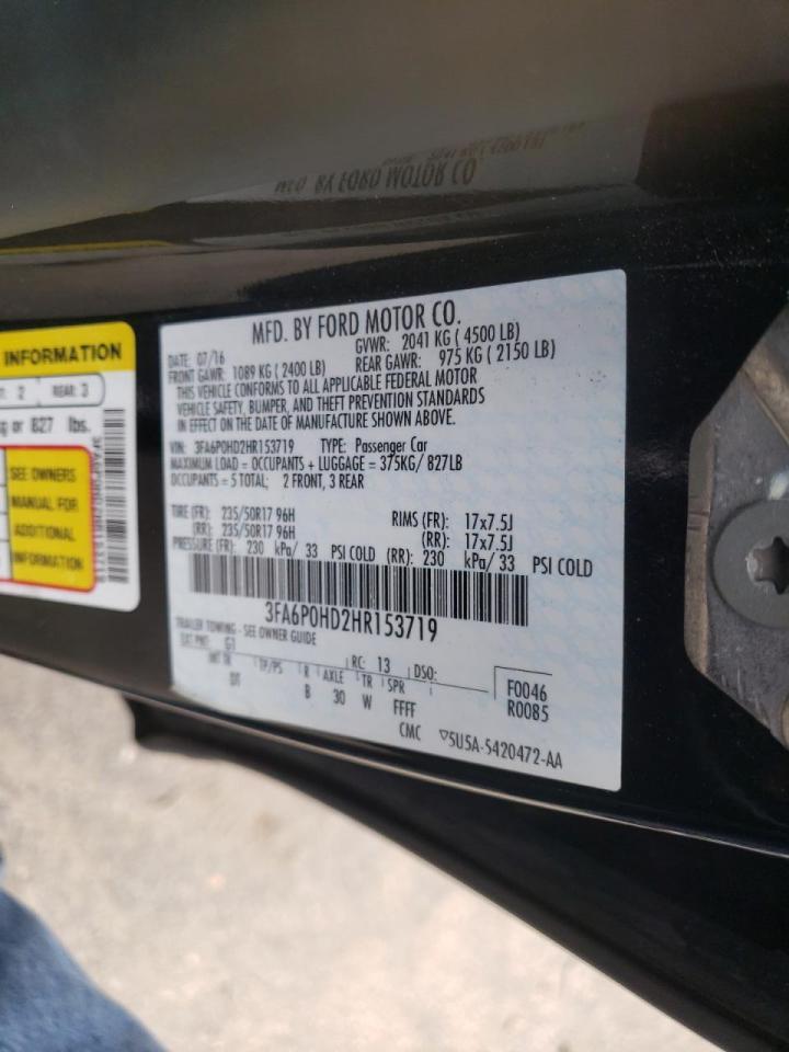 Photo 10 from auction – 2017 FORD FUSION SE with VIN 3FA6P0HD2HR153719