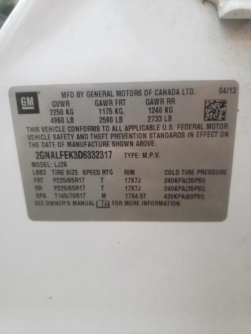 Photo 10 from auction – 2013 CHEVROLET EQUINOX LT with VIN 2GNALFEK3D6332317