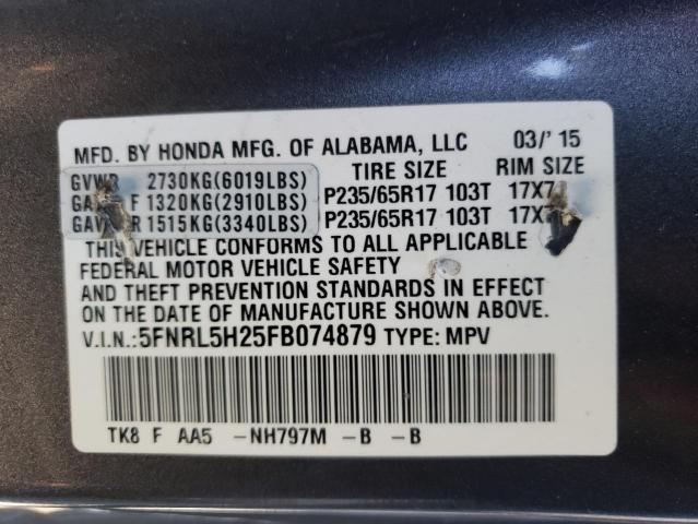 Photo 1 from auction – 2015 HONDA ODYSSEY LX with VIN 5FNRL5H25FB074879