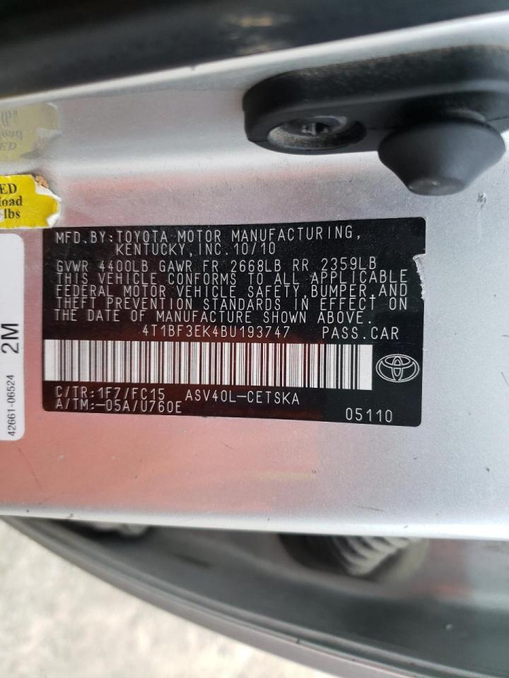Photo 10 from auction – 2011 TOYOTA CAMRY BASE with VIN 4T1BF3EK4BU193747