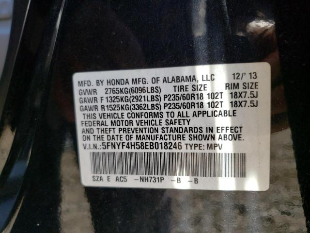 Photo 10 from auction – 2014 HONDA PILOT EXL with VIN 5FNYF4H58EB018246