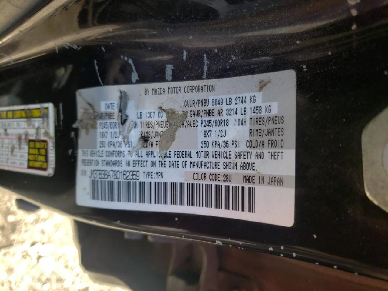 Фото 10 с аукциона – 2008 MAZDA CX-9 с VIN JM3TB38A780162359