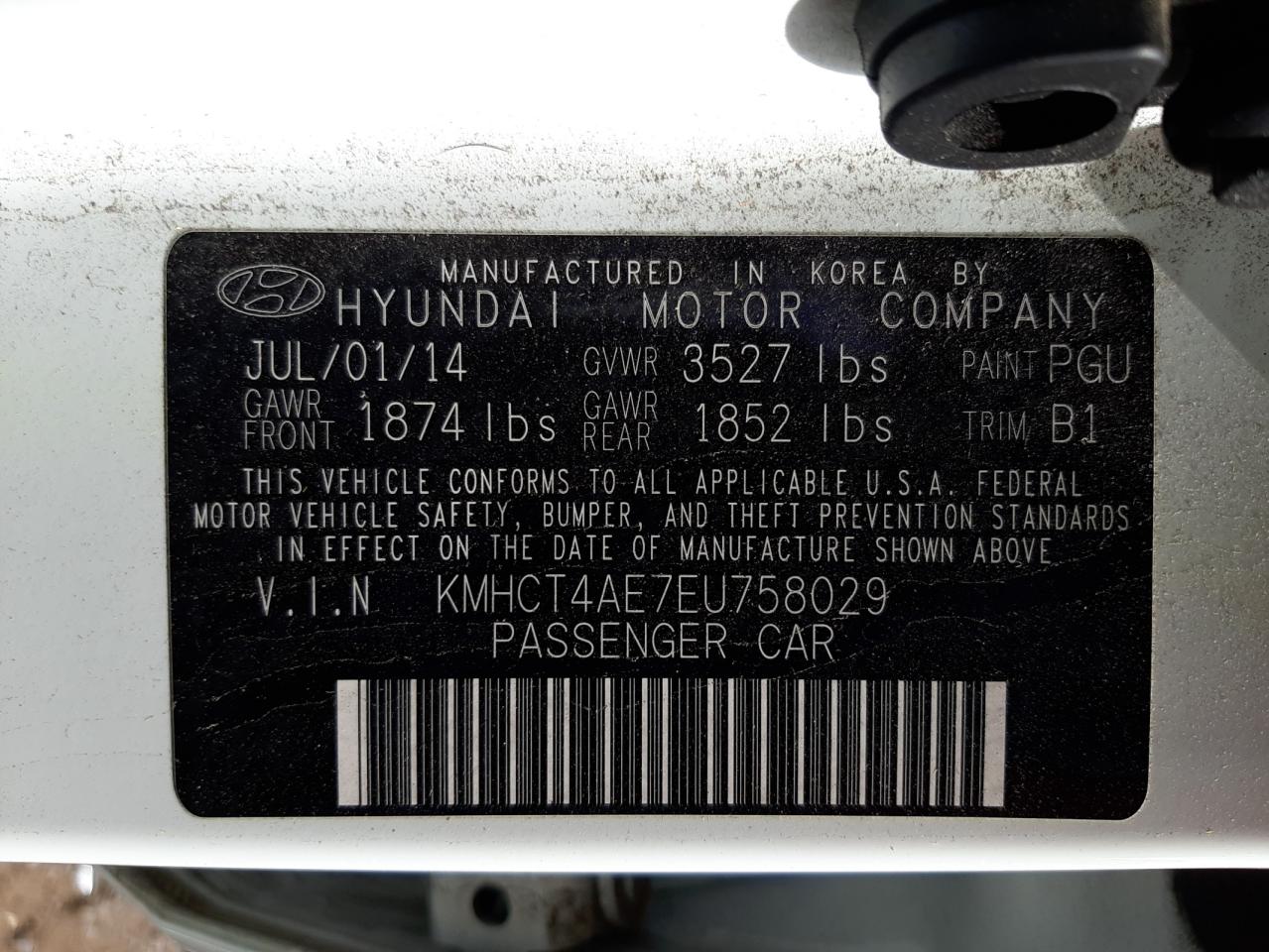 Photo 10 from auction – 2014 HYUNDAI ACCENT GLS with VIN KMHCT4AE7EU758029