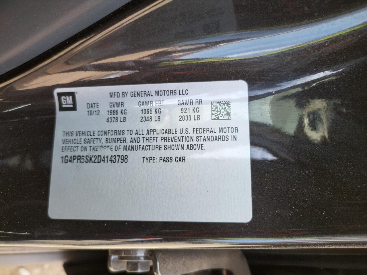 Photo 10 from auction – 2013 BUICK VERANO CON with VIN 1G4PR5SK2D4143798